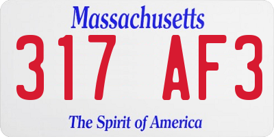 MA license plate 317AF3