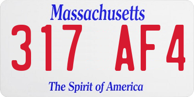 MA license plate 317AF4