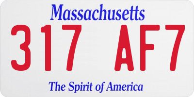 MA license plate 317AF7