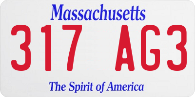 MA license plate 317AG3