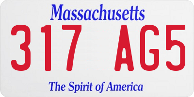 MA license plate 317AG5