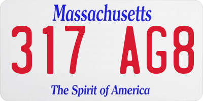 MA license plate 317AG8