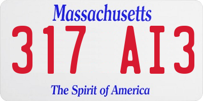 MA license plate 317AI3
