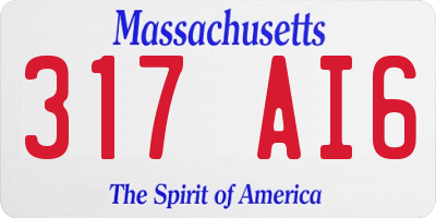 MA license plate 317AI6