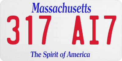 MA license plate 317AI7