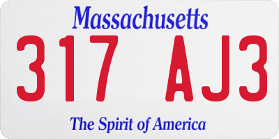 MA license plate 317AJ3