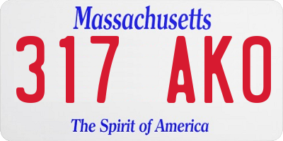 MA license plate 317AK0