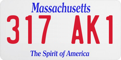 MA license plate 317AK1