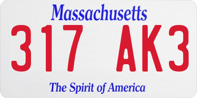 MA license plate 317AK3