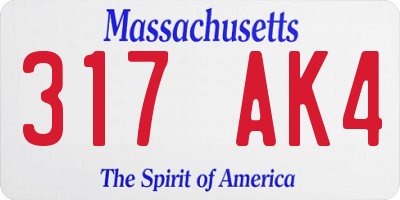 MA license plate 317AK4