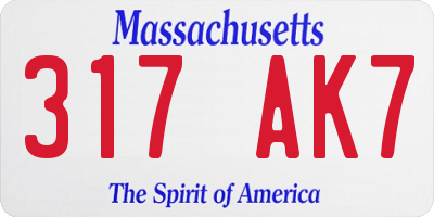 MA license plate 317AK7