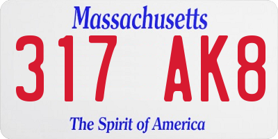 MA license plate 317AK8