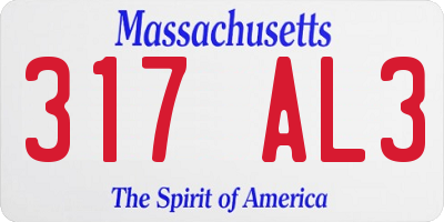 MA license plate 317AL3