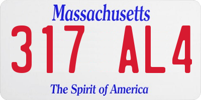 MA license plate 317AL4