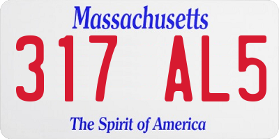 MA license plate 317AL5