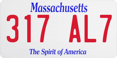MA license plate 317AL7