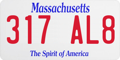 MA license plate 317AL8