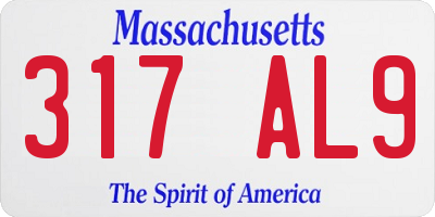MA license plate 317AL9