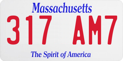 MA license plate 317AM7