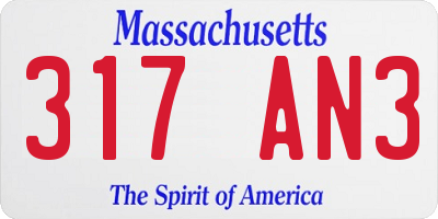 MA license plate 317AN3