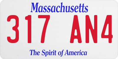 MA license plate 317AN4