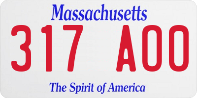 MA license plate 317AO0