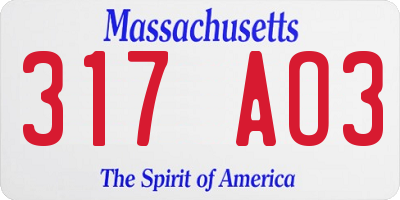 MA license plate 317AO3