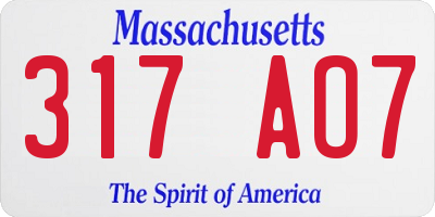 MA license plate 317AO7