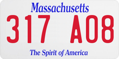 MA license plate 317AO8