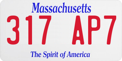 MA license plate 317AP7