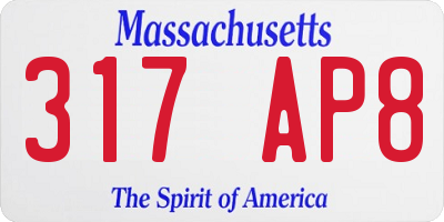 MA license plate 317AP8