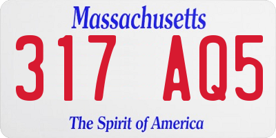 MA license plate 317AQ5
