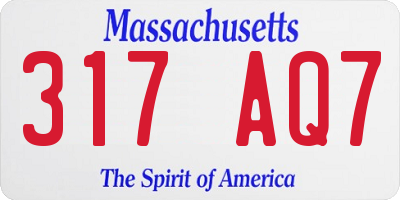 MA license plate 317AQ7