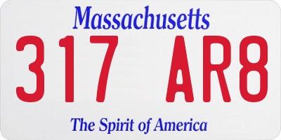 MA license plate 317AR8