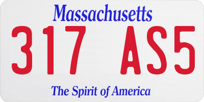 MA license plate 317AS5