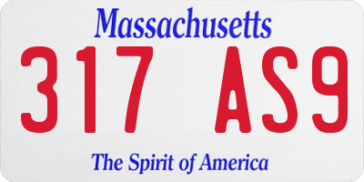 MA license plate 317AS9