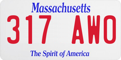 MA license plate 317AW0
