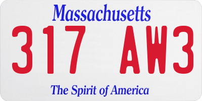 MA license plate 317AW3