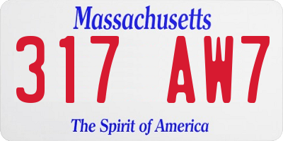 MA license plate 317AW7