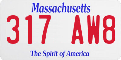 MA license plate 317AW8
