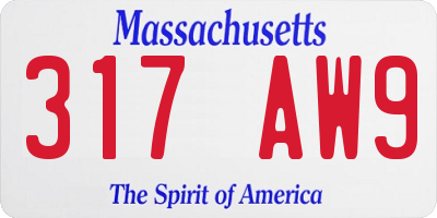 MA license plate 317AW9