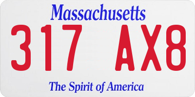MA license plate 317AX8