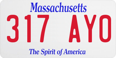 MA license plate 317AY0