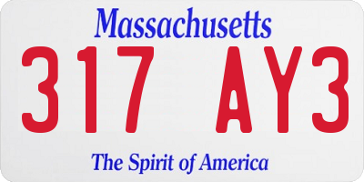 MA license plate 317AY3