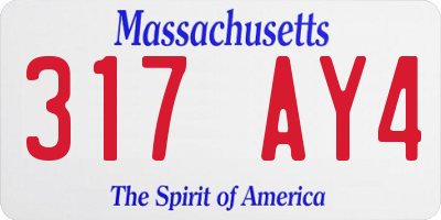 MA license plate 317AY4