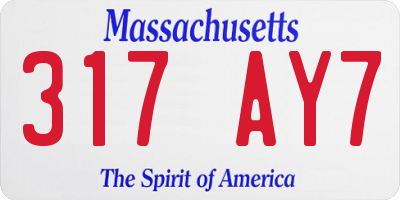 MA license plate 317AY7