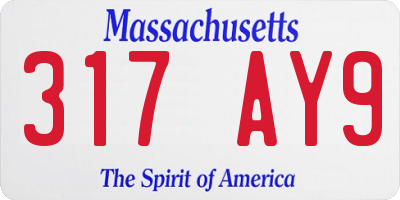 MA license plate 317AY9