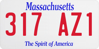 MA license plate 317AZ1