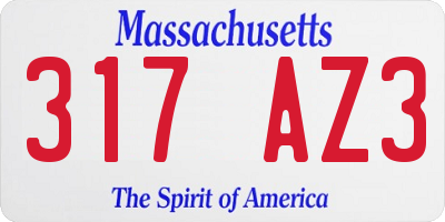 MA license plate 317AZ3