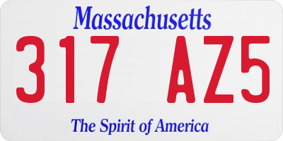 MA license plate 317AZ5
